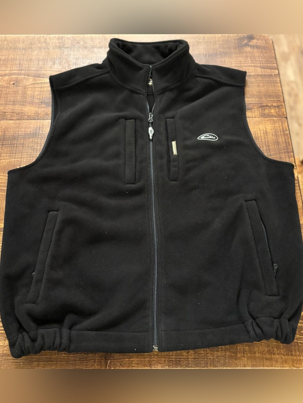 Drake Men’s Black Fleece Full-Zip Vest with Chest Pockets and Side Pockets 2XL